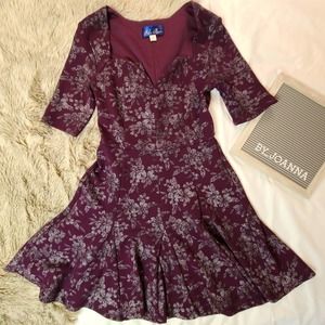 *BLUE RAIN* Purple and Silver Brocade Fit and Flare